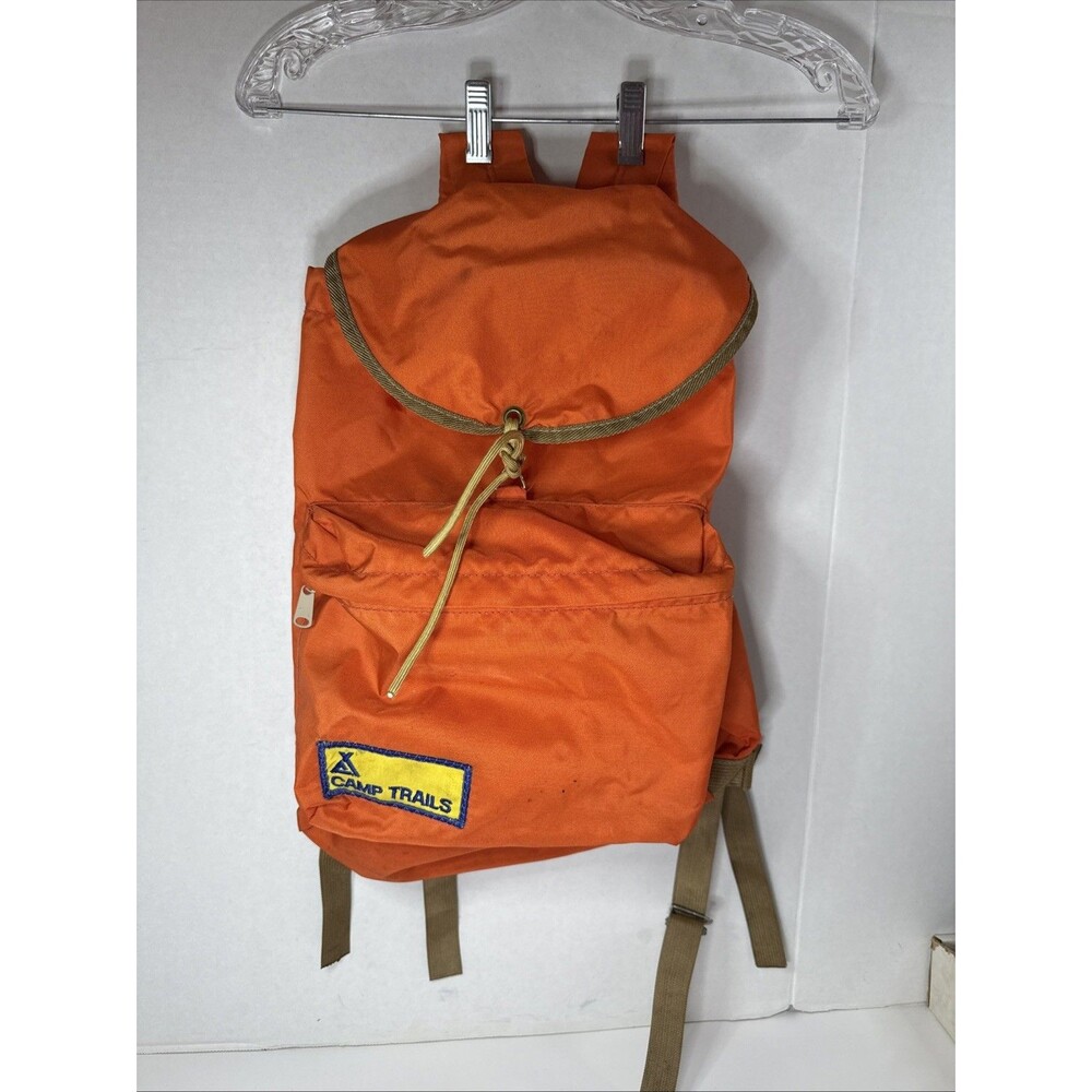 Vintage 60s 70s Camp Trail Backpack Burnt Orange Hiking Camping Outdoors Bag USA